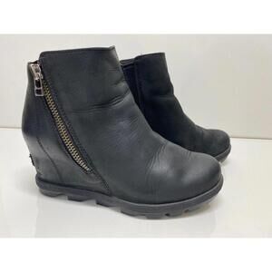 Sorel Women's Joan of Arctic Wedge III Zip Boot Waterproof Leather Wedge Boots 6